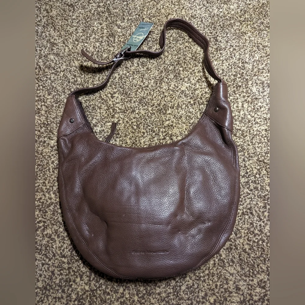 STONE MOUNTAIN Shoulder Bag Brown Leather Silver Hardware 13 X 14 NWT - Picture 1 of 8